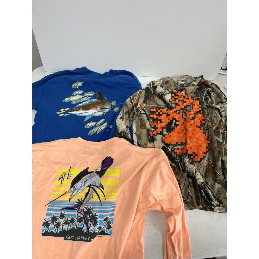 Kids Medium lot of 3 long sleeve shirts Guy Harvey Whitetails